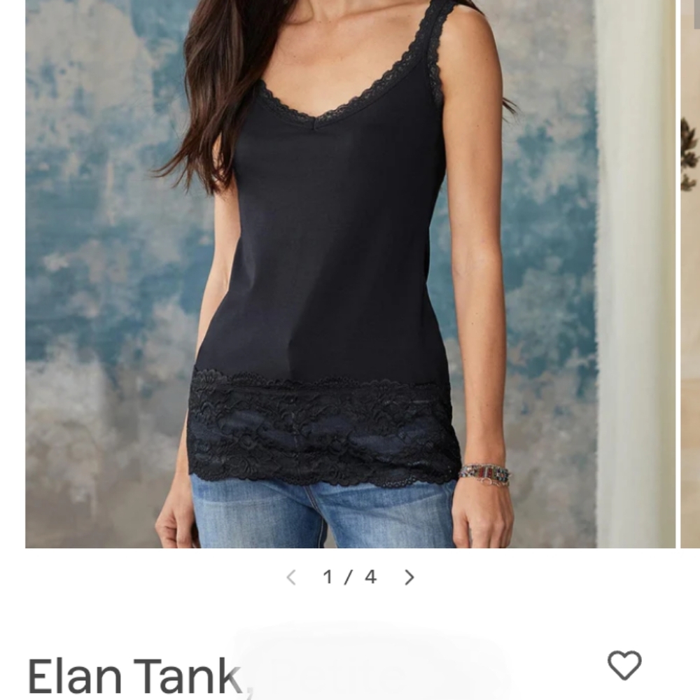 Sundance Elan Black Lace Hem Knit Camisole Top S 4 6